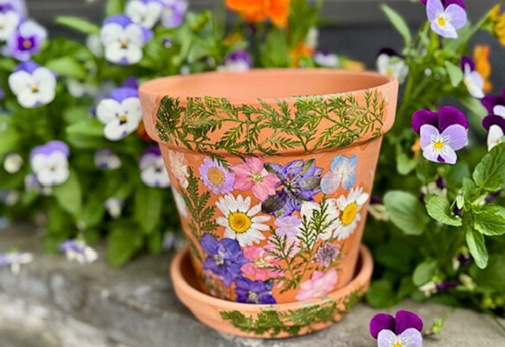 Dried Flower Decoupage on Terracotta Pots with Kanibal & Co.